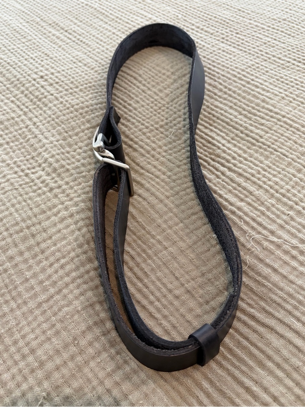 SOLD ELSEWHERE - Minimalist Black Leather Belt with Silver Buckle